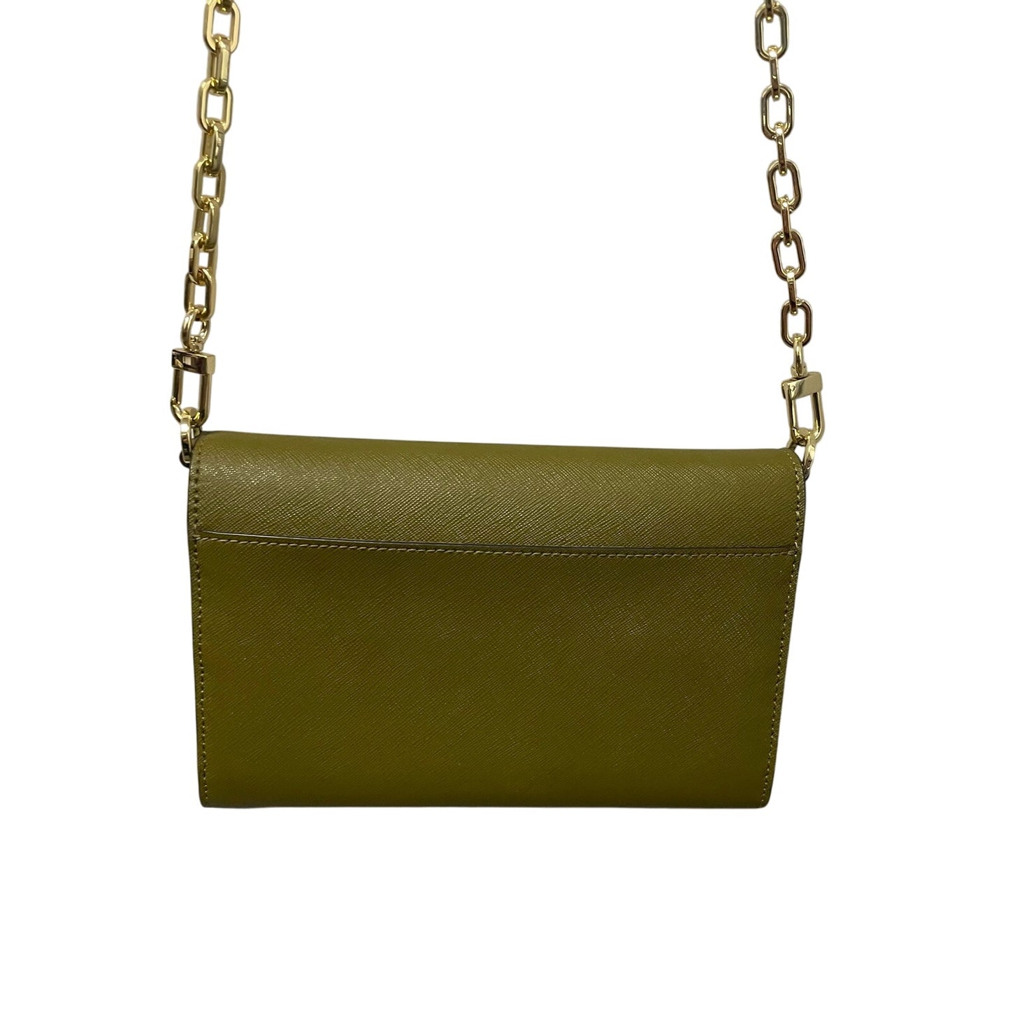 Tory Burch Convertible Gold Chain Wallet Crossbody Bag Green Leather