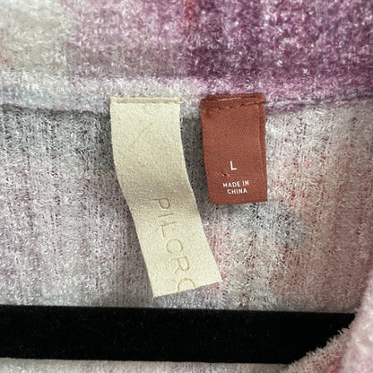 Anthropologie Pilcro Velvet Turtleneck Sweater Purple Floral Pattern Size Large