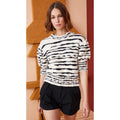 Ulla Johnson Hana Pullover Sweater Cream Black Zebra Print Puff Sleeves Medium
