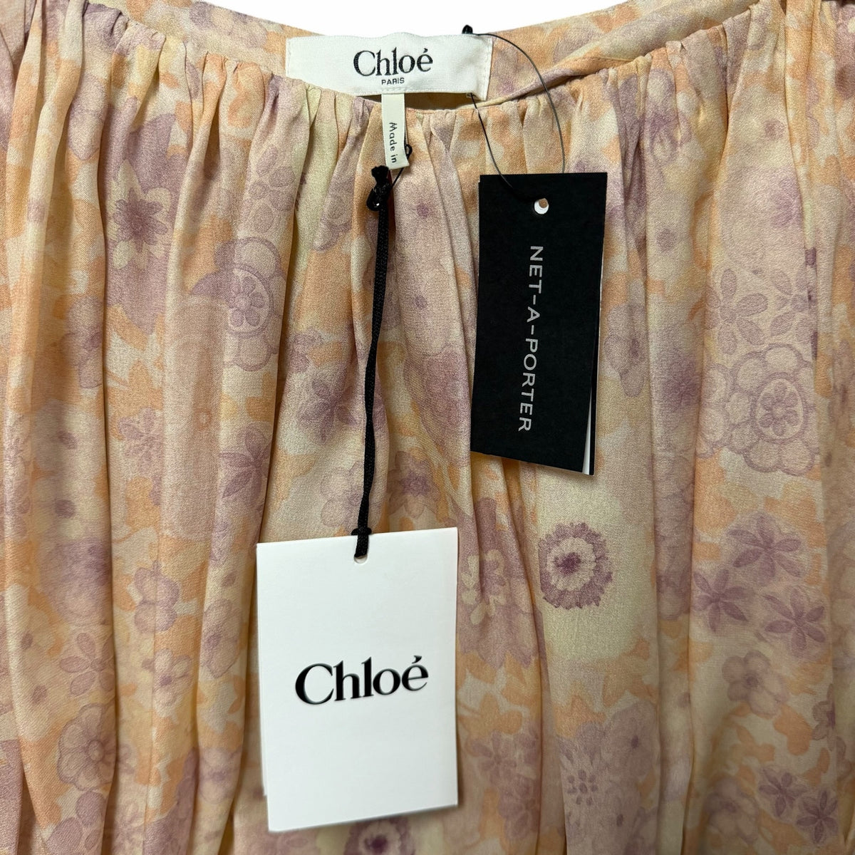 NWT Chloe Silk Bubble Balloon Shorts Multicolor Pink Floral Size FR 36 / US 4
