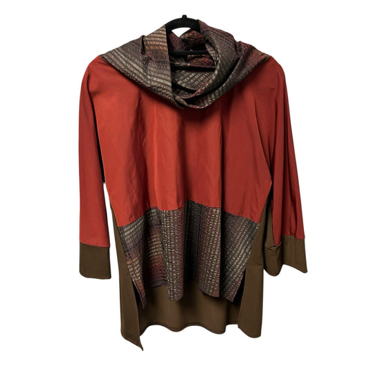 IC by Connie K Collection Orange Brown Cowl Neck Textured Top Womens Size Small