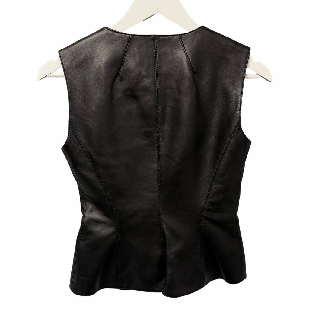 Alexander McQueen Seamed Leather Zip Up Vest Black Size 36 / US 0 Grunge Goth