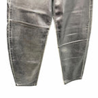 NWT Ganni Foil Denim Stary Pant Bright White Metallic Silver Size 25 Retro Party