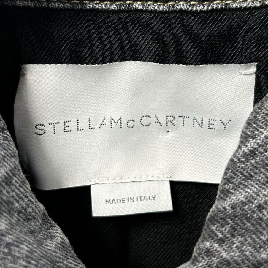 Stella McCartney Grey Wash Hybrid Denim Button Up Tailored Jacket Womens Small