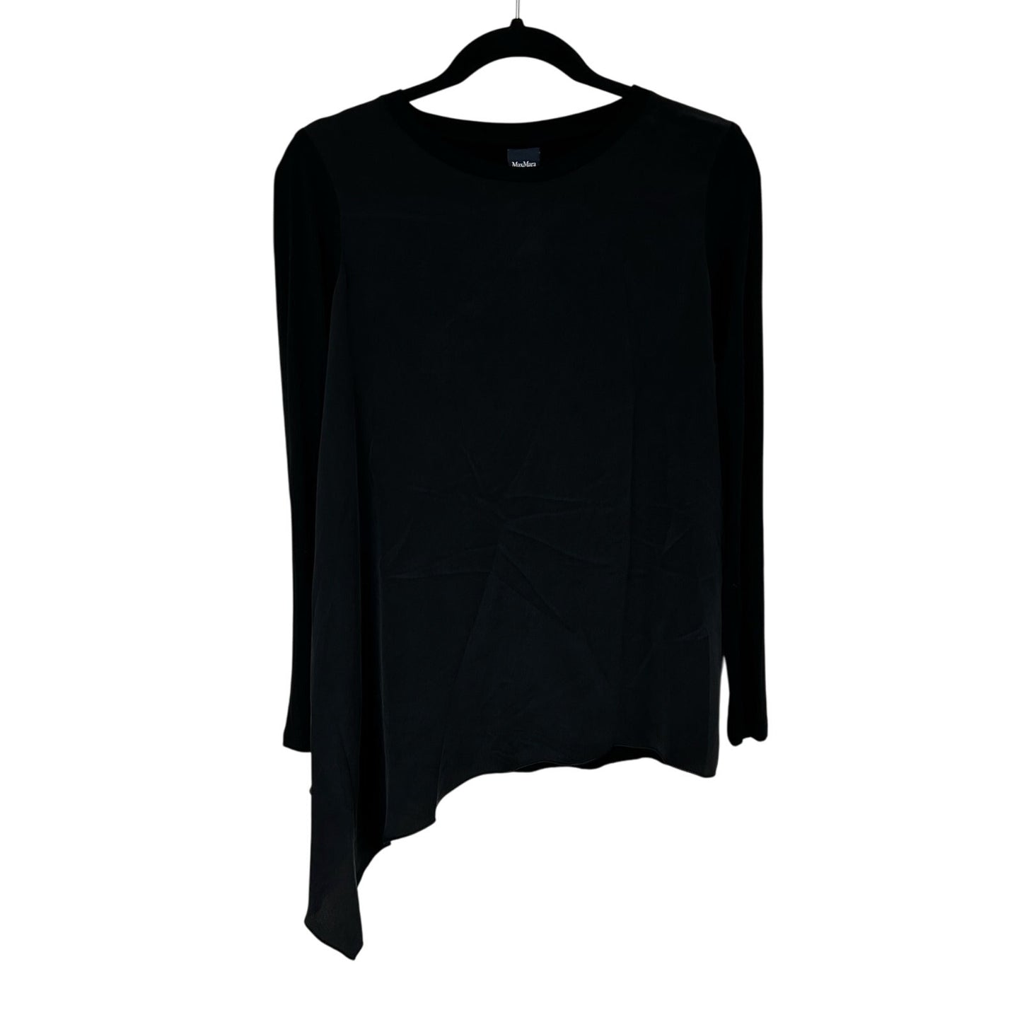 NWT Max Mara Leisure Black Zaira Knit Asymmetric Hem Blouse Womens US Small