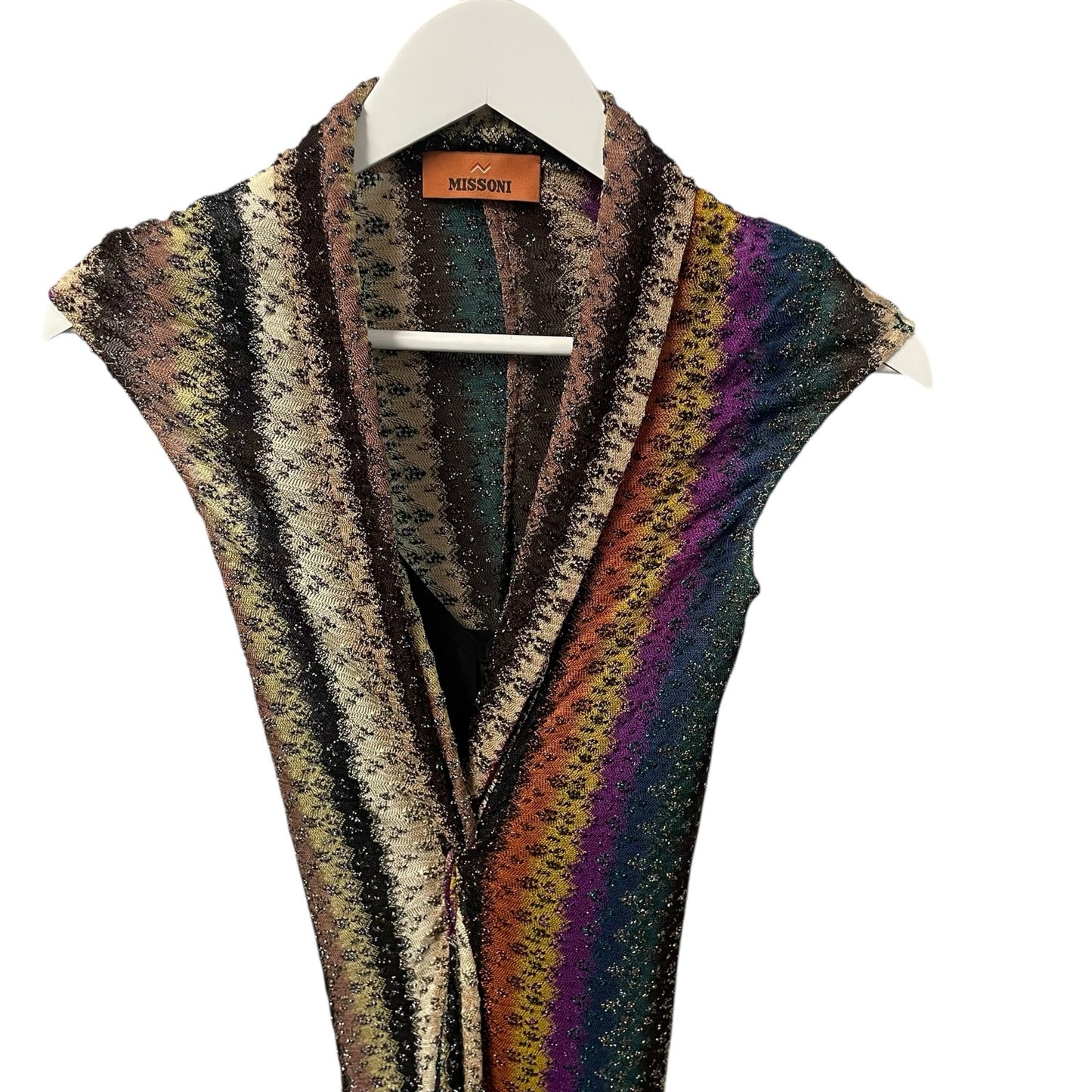 NWT Missoni Stripe Twist Front Raschel Mesh Maxi Dress Multicolor IT 36 / US 0