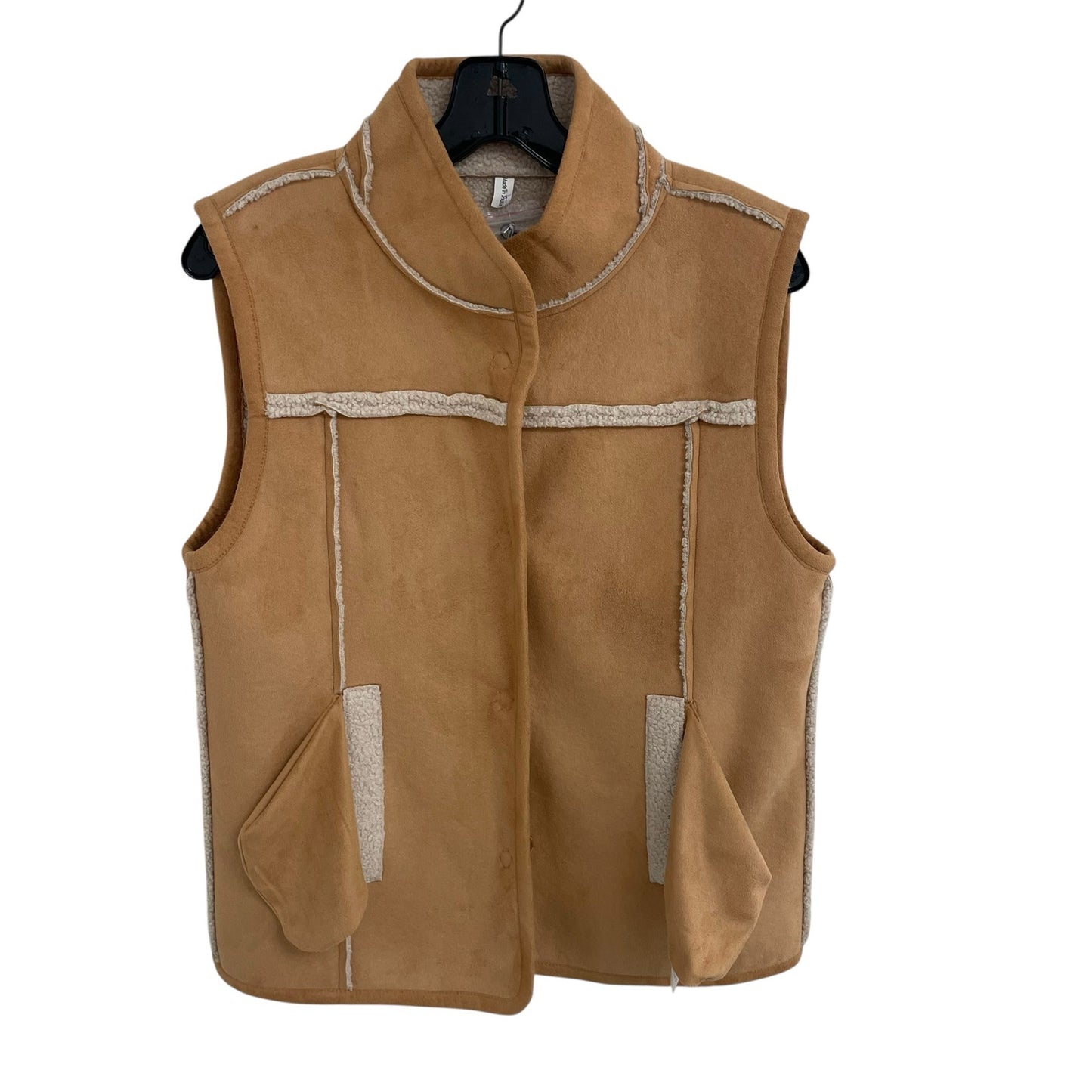 NWT Draper James Reversible Faux Suede Sherpa Vest Cream Tan Womens Small