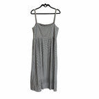Jenni Kayne Garden Dress Checkered Navy White Sleeveless Maxi Womens Large