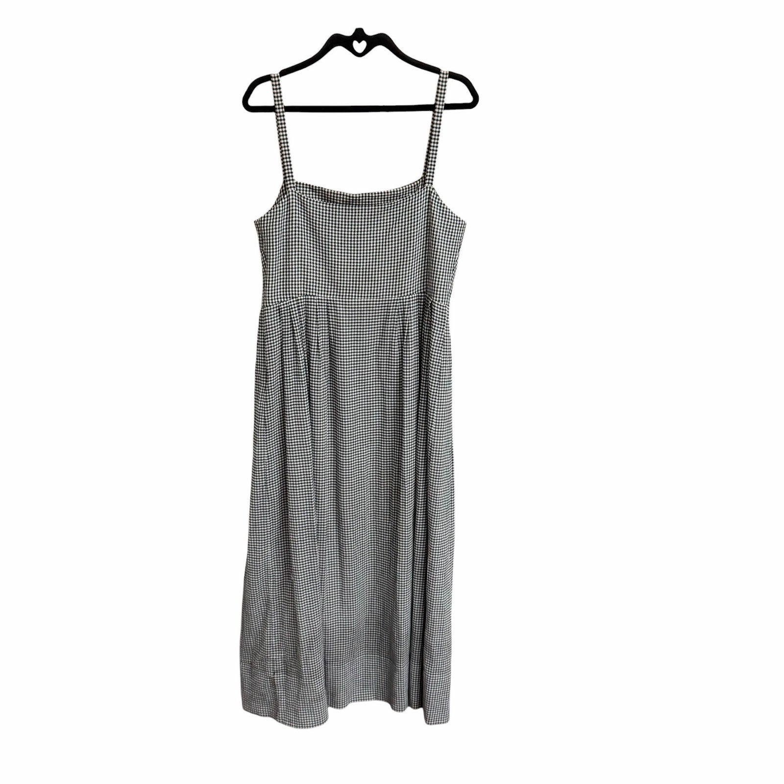 Jenni Kayne Garden Dress Checkered Navy White Sleeveless Maxi Womens Large