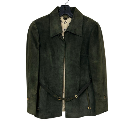 Vintage 70’s Gucci Dark Green Suede Open Front Belted Jacket Womens 48 / US 4