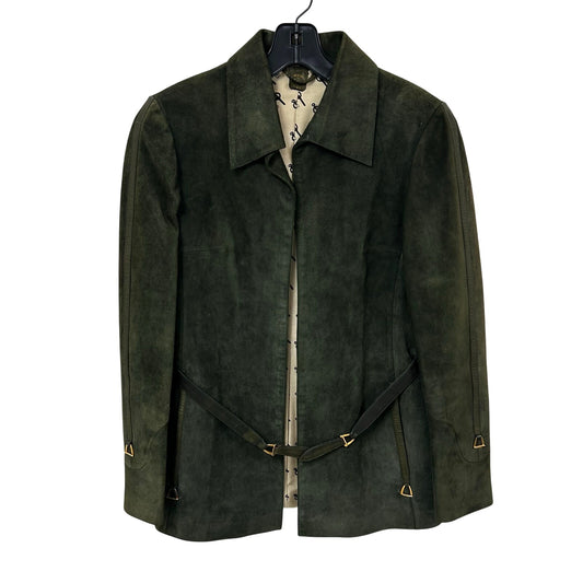 Vintage 70’s Gucci Dark Green Suede Open Front Belted Jacket Womens 48 / US 4