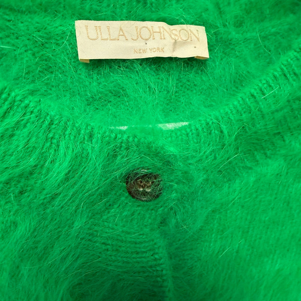 Ulla Johnson Aisha Cardigan Emerald Green Angora Blend Button Front Womens Small