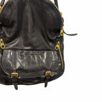 Alexander McQueen Black Leather Front Flap Messenger Handbag Gold Toned Hardware