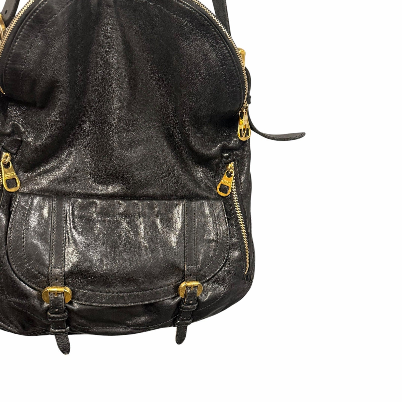 Alexander McQueen Black Leather Front Flap Messenger Handbag Gold Toned Hardware