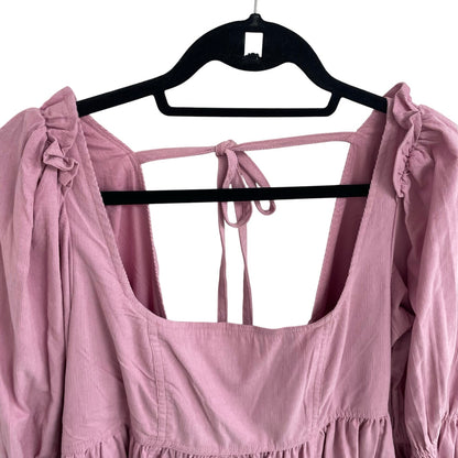 Pilcro Square Neck Corduroy Babydoll Mini Dress Light Pink Womens Size Large