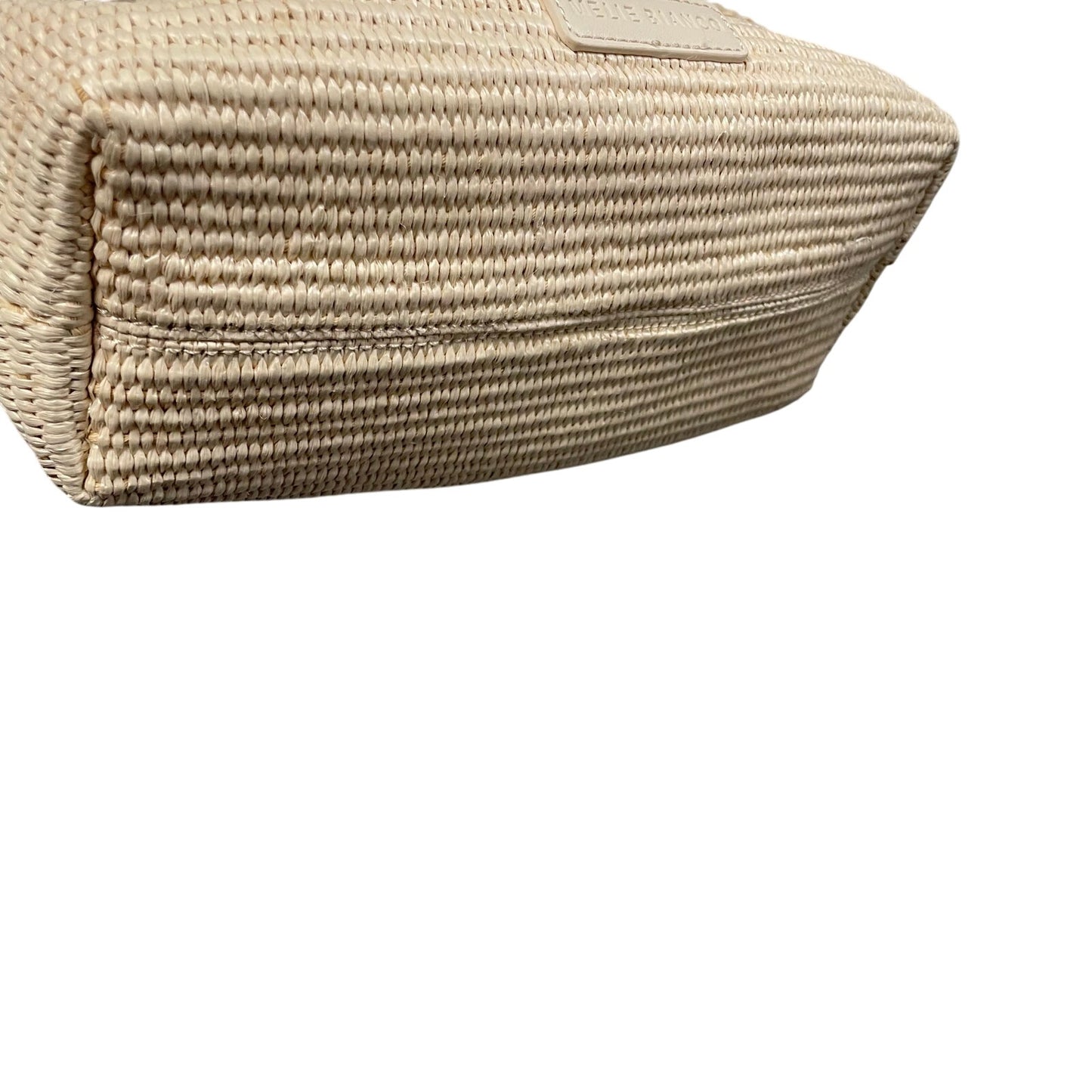 Melie Bianco Josie Natural Small Straw Pearl Embellished Top Handle Bag