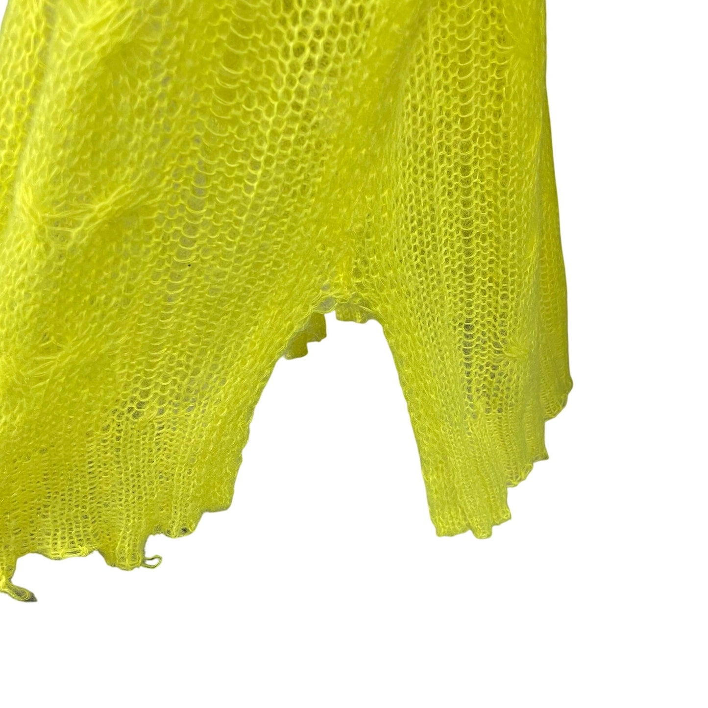 By Anthropologie The Posey Stitchy Distressed Sweater Neon Yellow Wool Blend XL