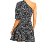 Jonathan Simkhai One Sleeve Adriana Mini Dress Black White Womens XS NO BELT