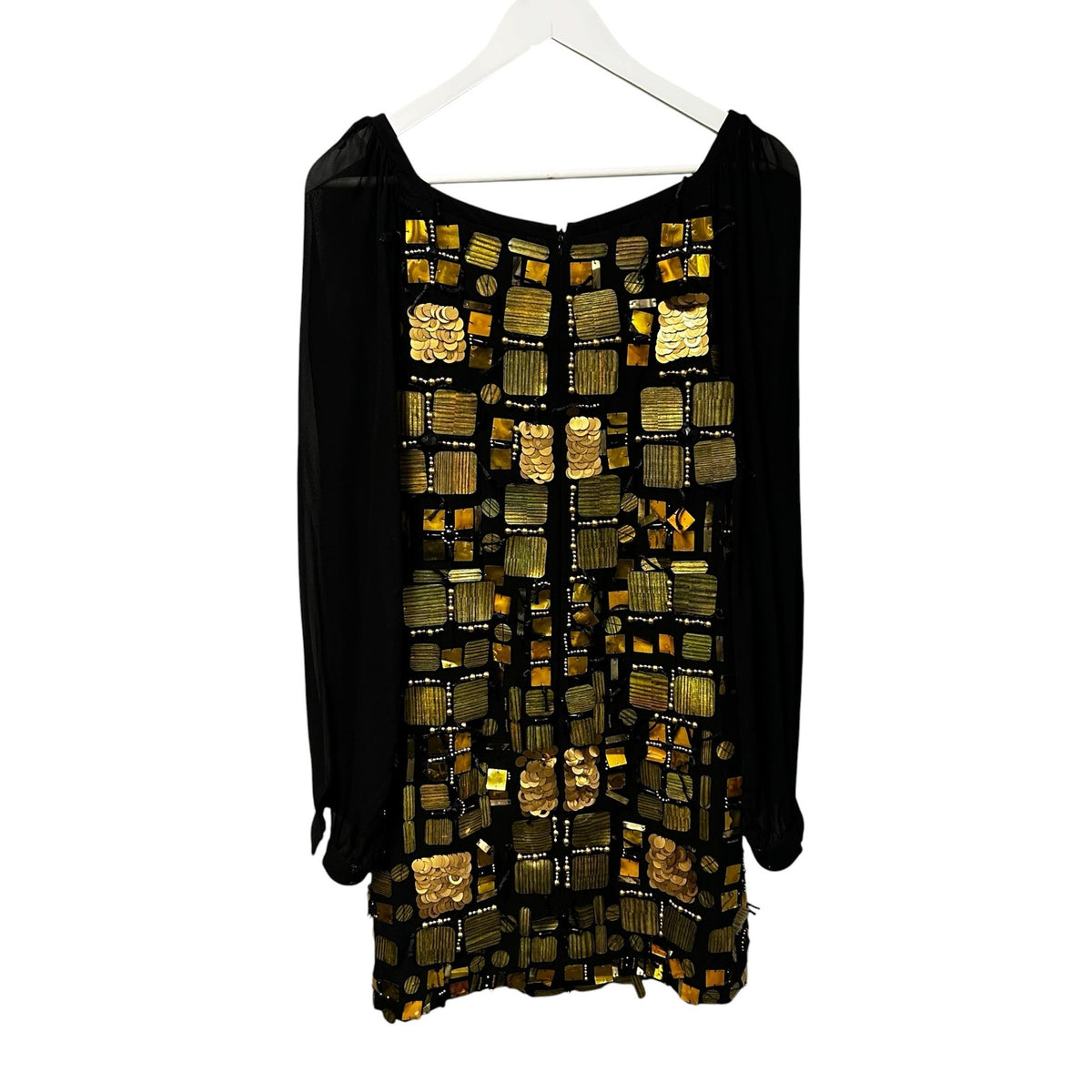 Emilio Pucci Black Gold Sheath Paillette Sequin Embellished Runway Dress 42 US 6