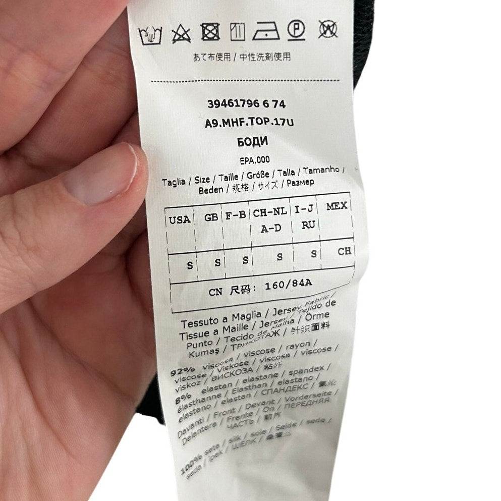 NWT Max Mara Leisure Black Zaira Knit Asymmetric Hem Blouse Womens US Small