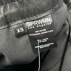 NWT SPRWMN Black Leather Pull On Slim Jogger with Pockets Womens XS