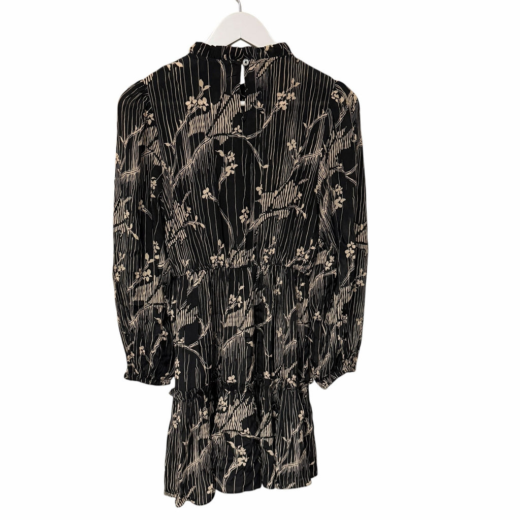 Sea New York Sunniva Mini Dress Black Beige Floral Print Size XS Boho Neutral