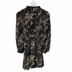 Sea New York Sunniva Mini Dress Black Beige Floral Print Size XS Boho Neutral