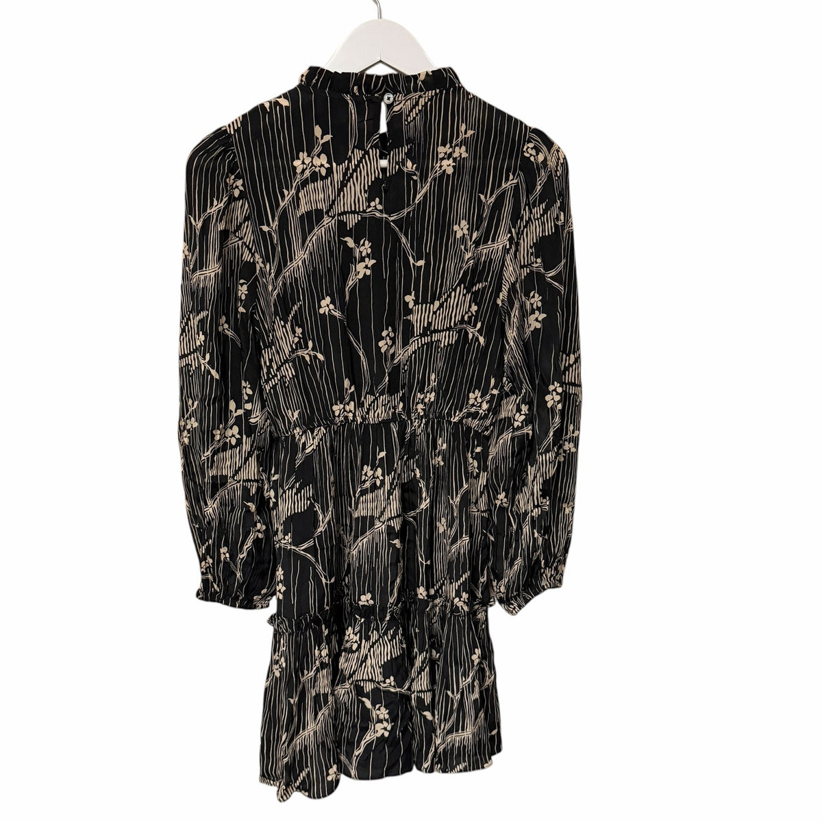 Sea New York Sunniva Mini Dress Black Beige Floral Print Size XS Boho Neutral