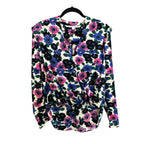 Veronica Beard Blue Pink Multicolor Buzio Floral Stretch Silk Top Womens 4