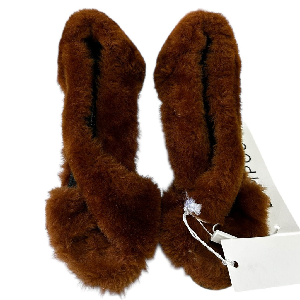 Jil Sander Brown Faux Fur Open Toe Pump Heels Womens 36 / US 6