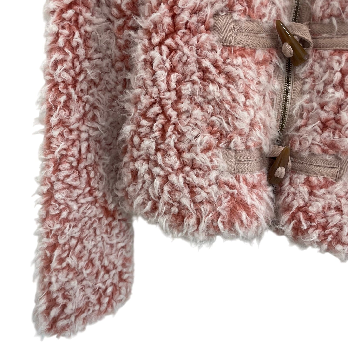 By Anthropologie Brenna Faux Fur Coat Pink Sherpa Teddy Womens Size XS