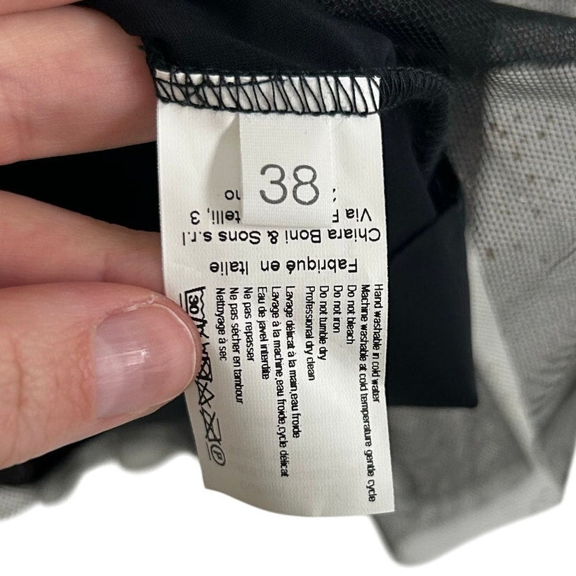 NWT Chiari Boni Black Deidre Illusion Print Bell Sleeve Top Womens 38 / US 2