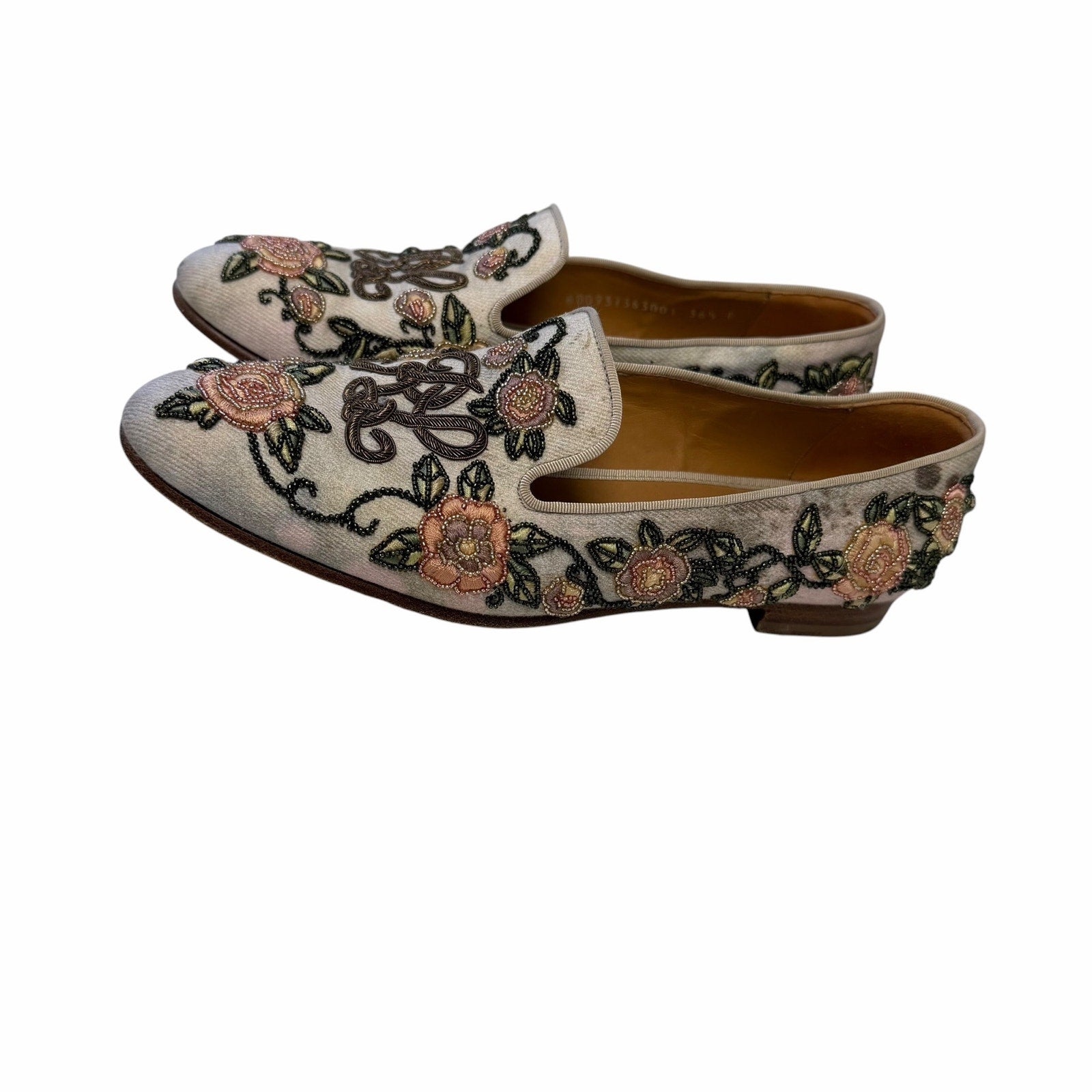 Ralph Lauren Purple Label Alonzo Embellished Denim Slipper Womens 36.5 / US 6.5