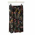 NWT Gucci Silk Pleated Midi Skirt Macro Floral Black Multi Size IT 36 / US 0