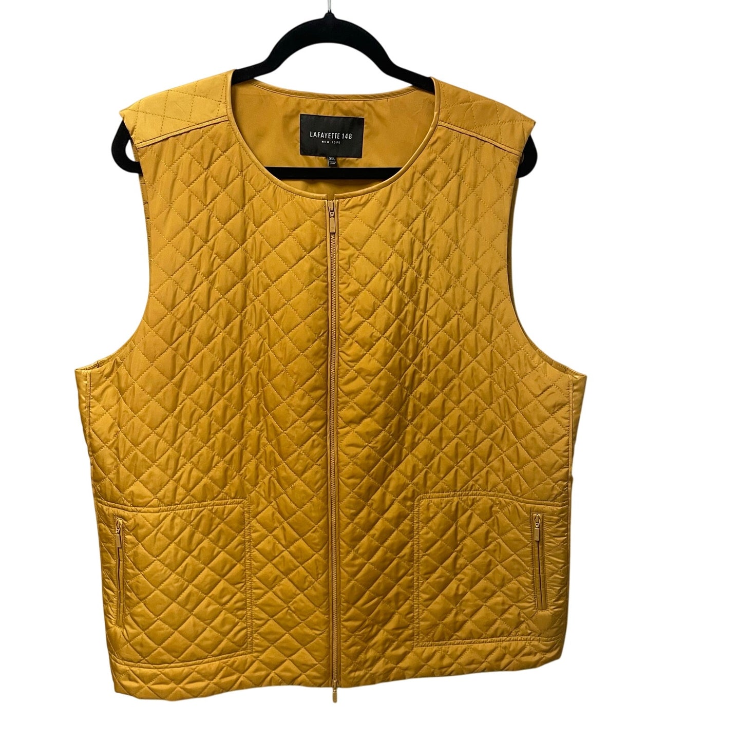 Lafayette 148 New York Full Zip Quilted Vest Mustard Yellow Womens Plus Size XXL