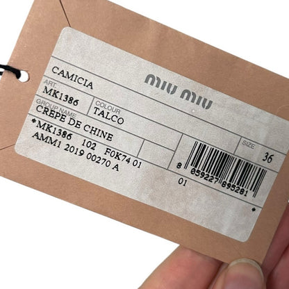 NWT Miu Miu White Black 100% Silk Camicia Sleeveless Top Womens 36 / US 0