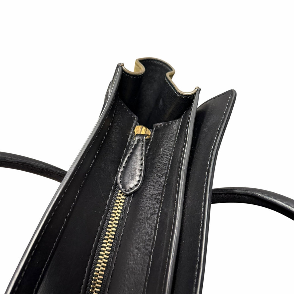 Celine Tricolor Luggage Handbag Color Block Neutrals Leather Green Black Beige