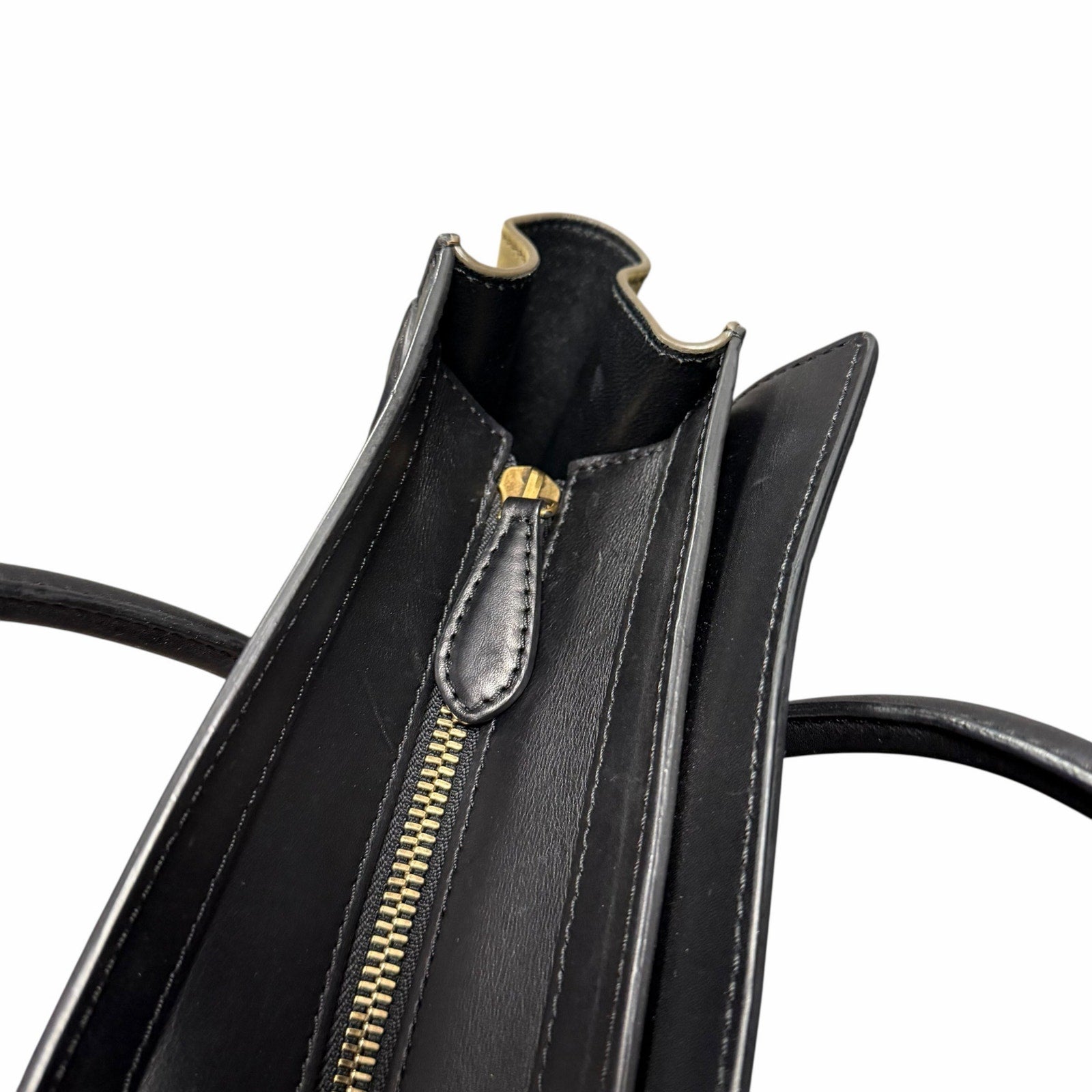 Celine Tricolor Luggage Handbag Color Block Neutrals Leather Green Black Beige