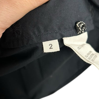 Ulla Johnson Black Beaded Trim Cotton Short Puff Sleeve Boden Top Womens Size 2