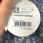 NWT See By Chloe Blue White Floral Print High Neck Blouse Womens 36 US 4 Modest