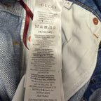 NWT Gucci Straight Fit Denim Pant Light Blue Wash Button Fly Jean Size 24 / US 2