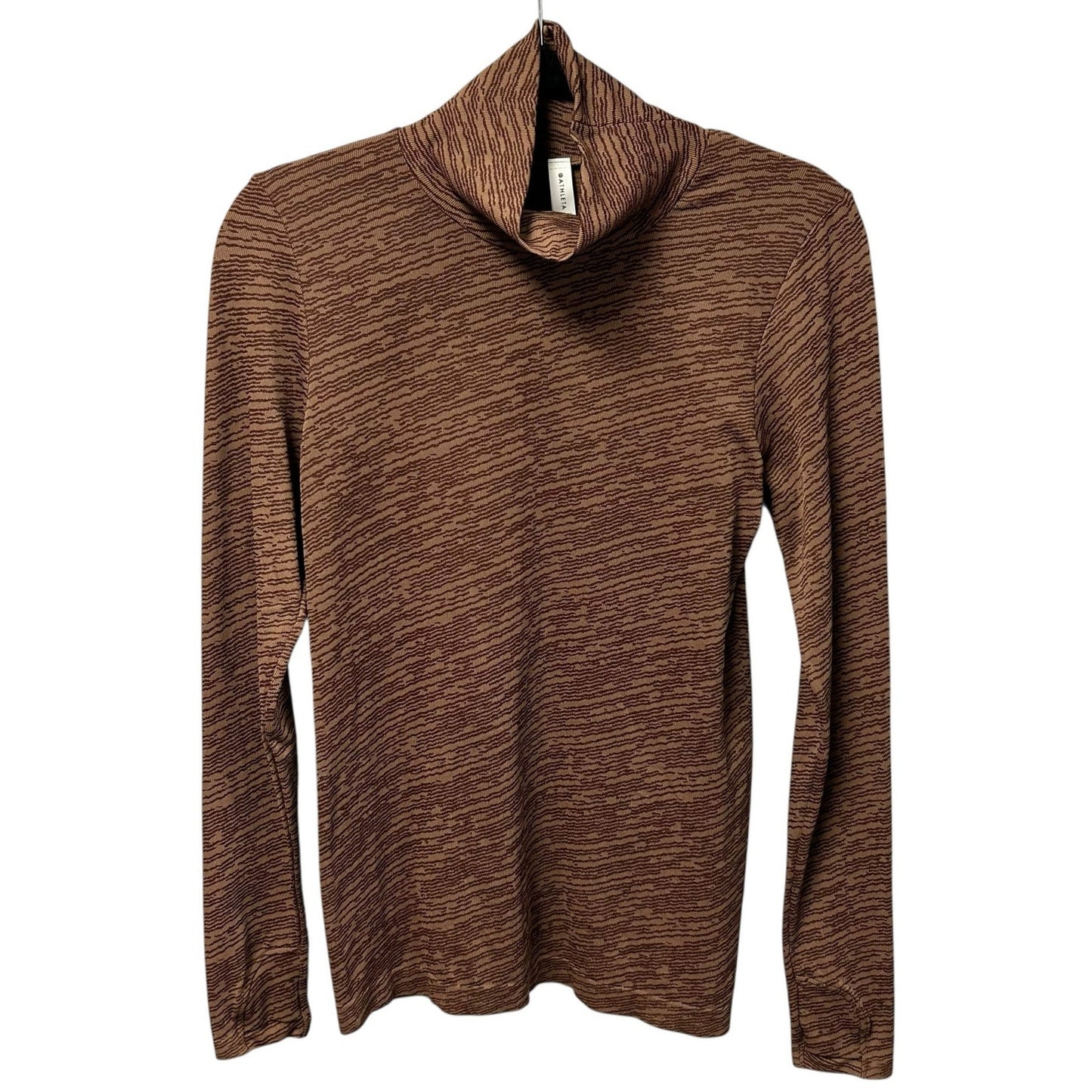 Athleta Brown Flurry Seamless Long Sleeve Pullover Turtleneck Top Womens Large