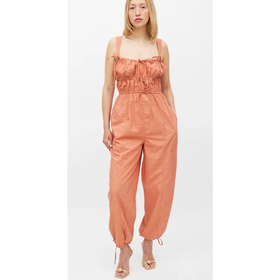 Ulla Johnson Orange Cotton Adjustable Drawstring Tatum Jumpsuit Womens 6