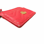 Gucci GG Marmont Coin Card Holder Keychain Wallet Red Leather AS IS
