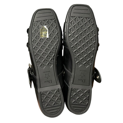 Christian Dior Black Supple Calfskin Punk Buckle Ballet Flat Womens 39 / US 9