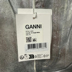 NWT Ganni Foil Denim Stary Pant Bright White Metallic Silver Size 25 Retro Party
