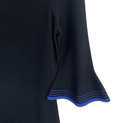 Shoshanna Bell Sleeve Black Blue Knit Pratt Sweater Dress Womens Size Small