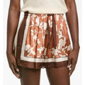 Brunello Cucinelli Silk Floral Print Drawstring Shorts Brown Orange Womens US 2