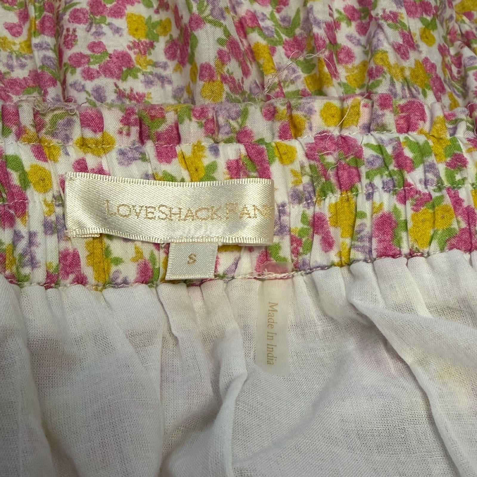 LoveShackFancy Memphis Mini Skirt Dainty Floral Print Pure Cotton Womens Small