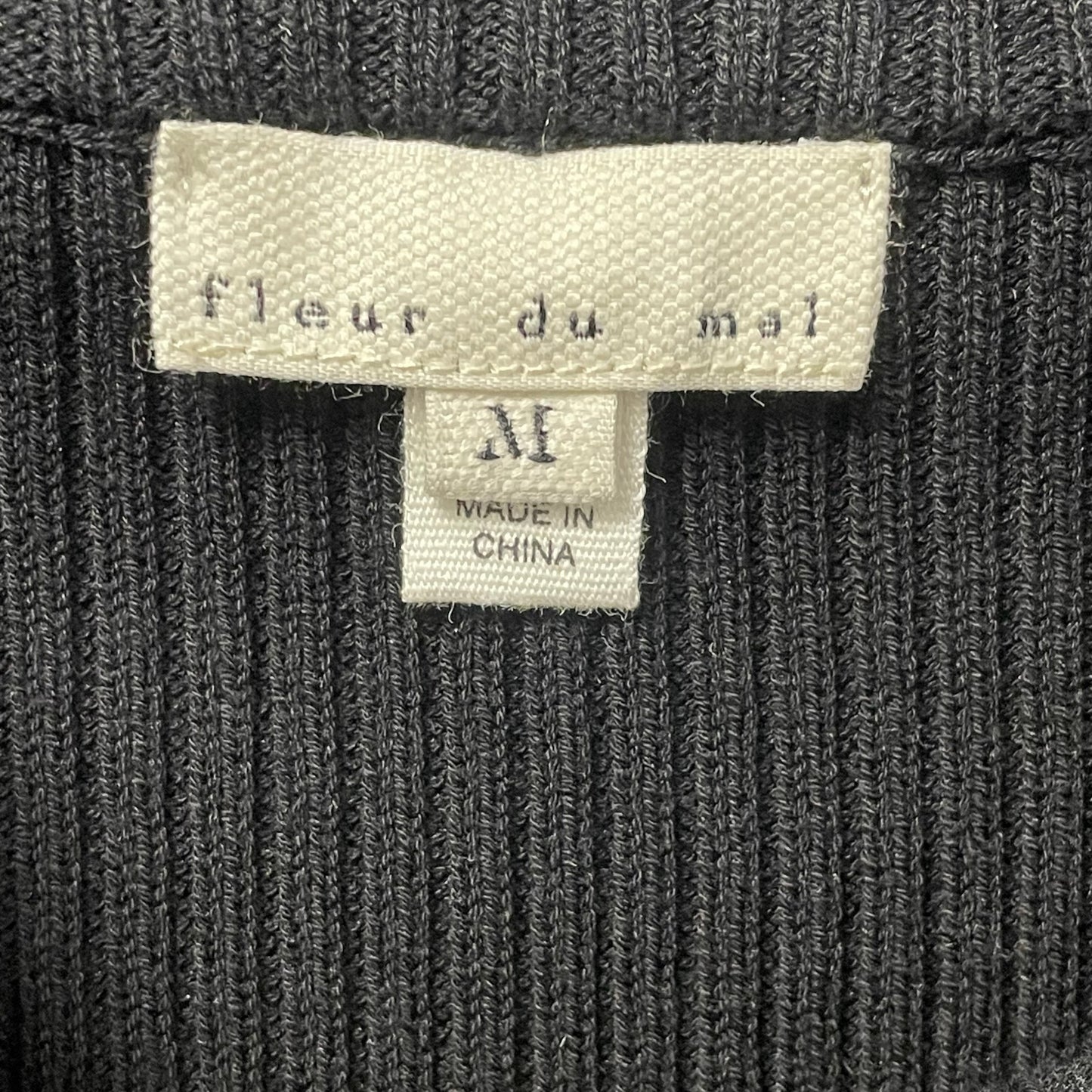 Fleur Du Mal Juliet Lace Insert Cropped Knit Sweater Black Womens Medium